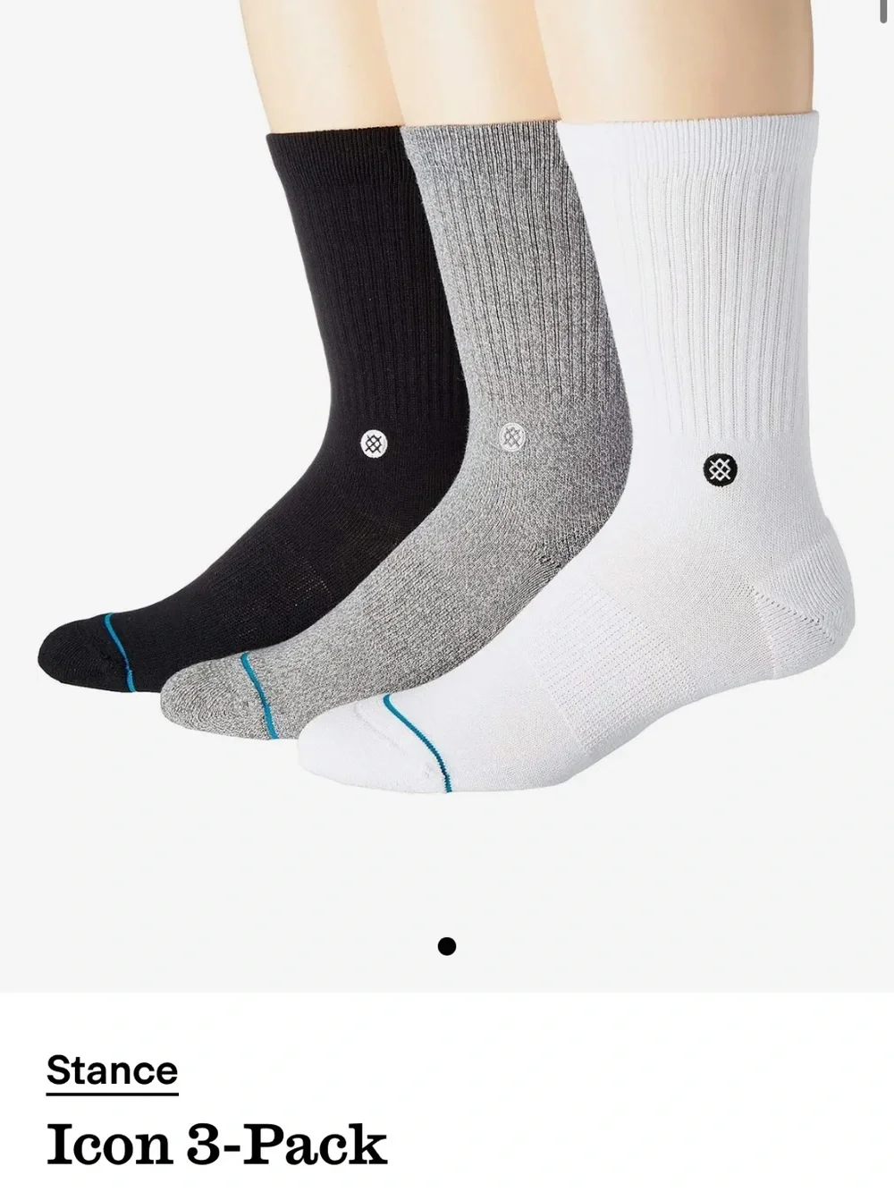 Stance Men's Crew Socks - Black, Gray & White (3-Pack)